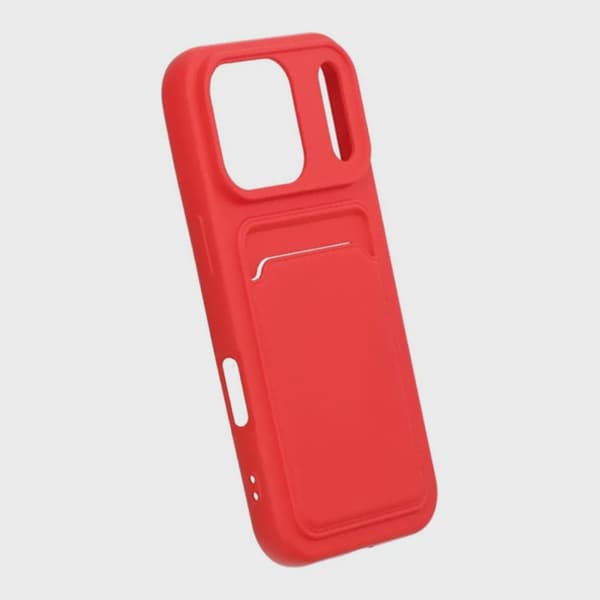 Mobilskal Silikon med Korthållare för iPhone 17 Pro - Röd