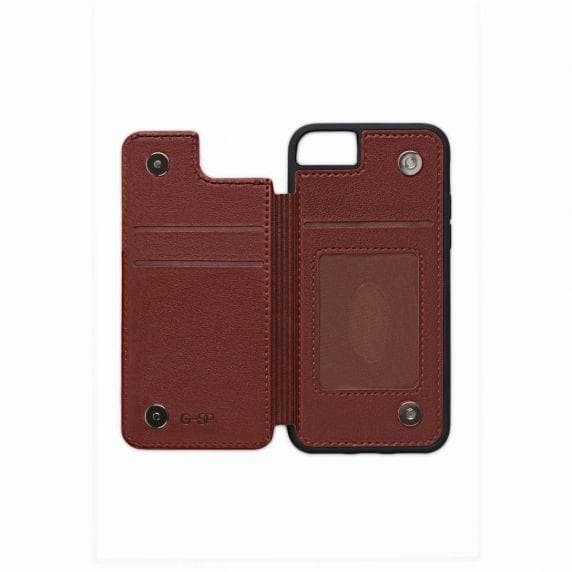 PU Leather Back Flip Kickstand Card Case Brown For iPhone 6/6S/7/8