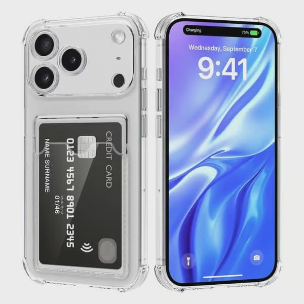 Transparent Mobilskal med Korthållare för iPhone 17 Pro