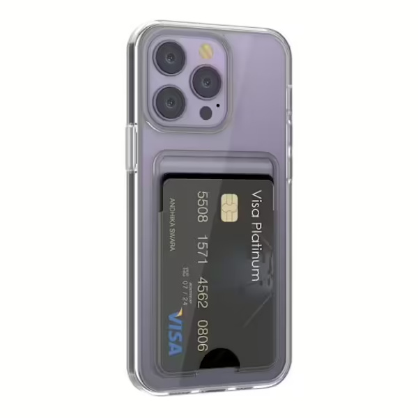 iPhone 15 Pro Mobilskal med Korthållare TPU Rvelon - Transparent