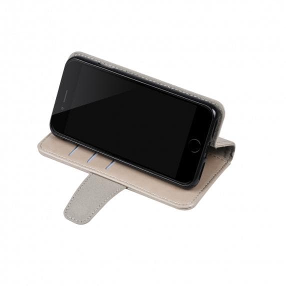 Flip Stand PU Leather Kickstand Card Case Grey For iPhone 7 Plus/8 Plus
