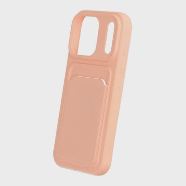 Mobilskal Silikon med Korthållare för iPhone 17 Pro - Rosa