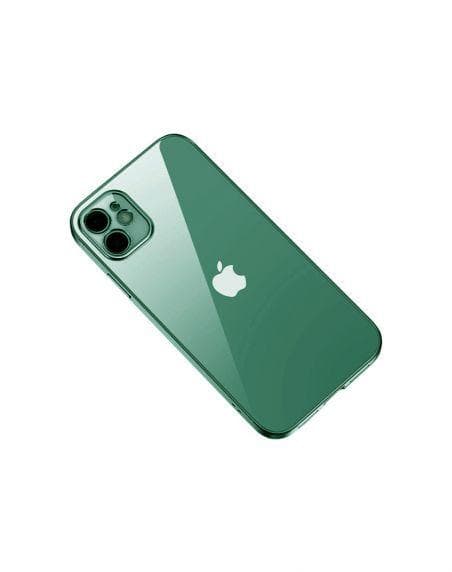 Apple iPhone 12 Luxury Classic Square Frame Protection Case Dark Green With Soft Thin Transparent Camera Protector High Quality