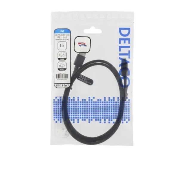 DELTACO USB 3.1 Gen 1 kabel Typ A hane - Typ C hane, svart, 3m