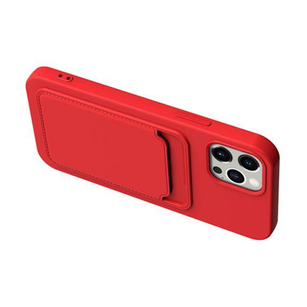 Silicone Case with Card Holder iPhone 14 Pro Max Red