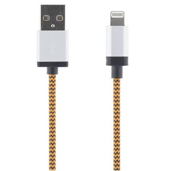STREETZ USB lightning kabel , tygklädd, MFi, 1m, orange