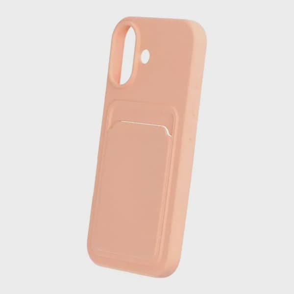 Mobilskal Silikon med Korthållare för iPhone 17 - Rosa