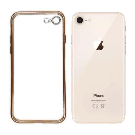 Apple iPhone 7/8 Luxury Classic Square Frame Protection Case Gold With Soft Thin Transparent Camera Protector High Quality