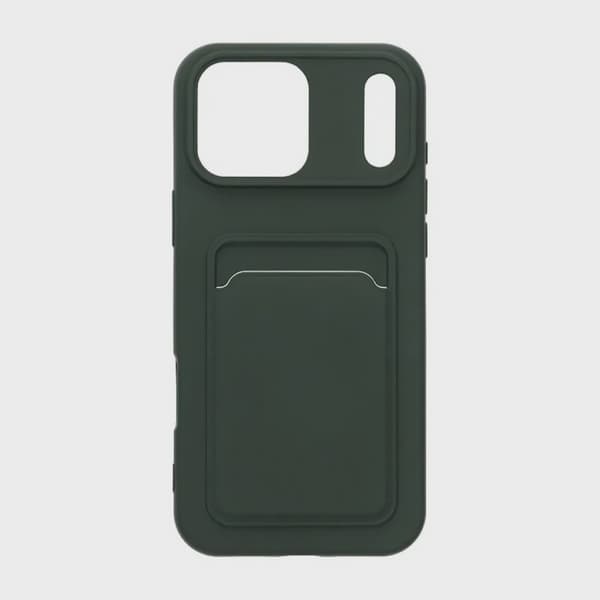 Mobilskal Silikon med Korthållare för iPhone 17 Pro Max - Militärgrön