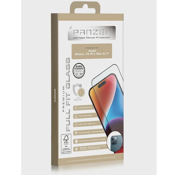 PANZER Full-fit Silicate Skärmskydd för iPhone 15 Pro Max