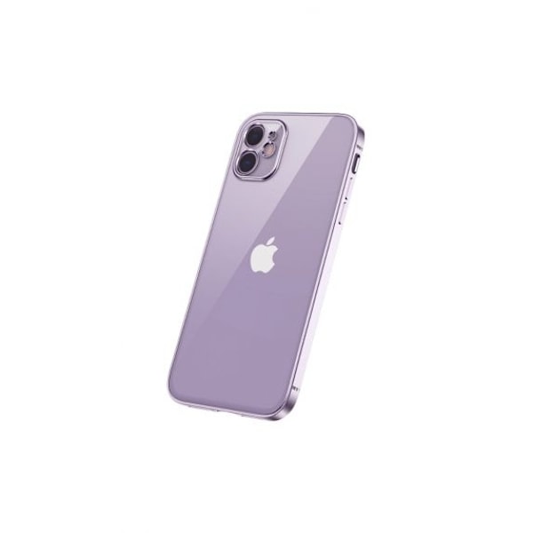 Apple iPhone 12 Mini Luxury Classic Square Frame Protection Case Purple With Soft Thin Transparent Camera Protector High Quality