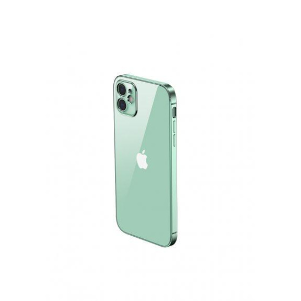 Apple iPhone 12 Luxury Classic Square Frame Protection Case Green With Soft Thin Transparent Camera Protector High Quality