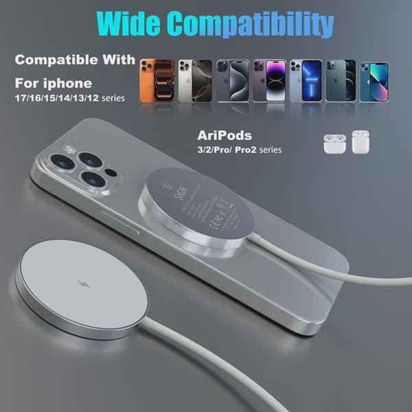 SiGN MagSafe Laddare Qi 15W, USB-C - Vit