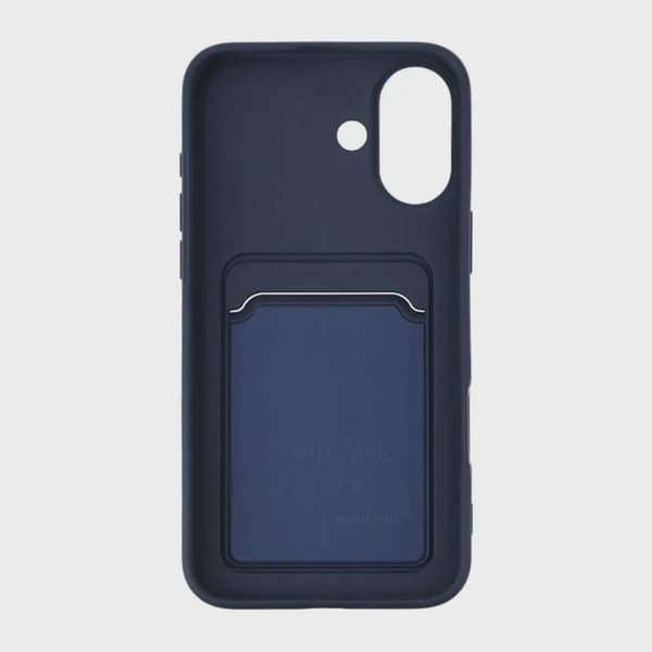 Mobilskal Silikon med Korthållare för iPhone 16 - Blå