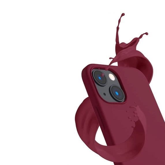 iPhone 15 Mobilskal Silikon – vinröd