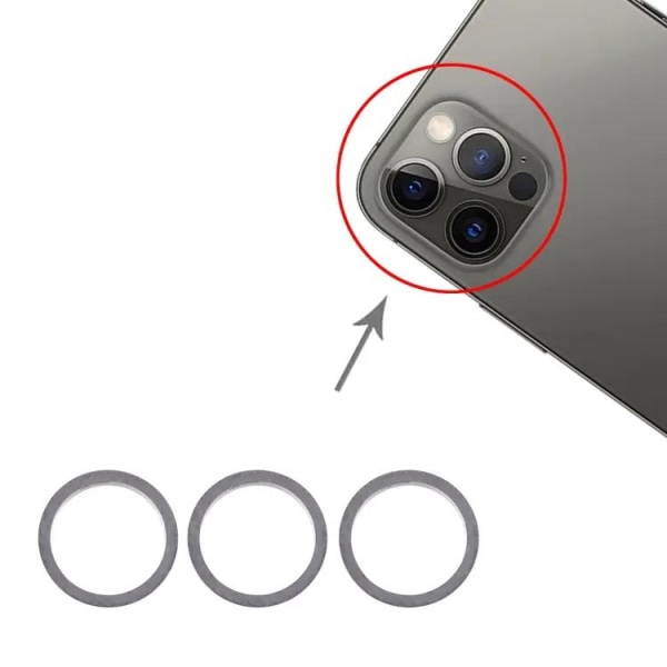 iPhone 12 Pro Max Kameraring (3-pack) - Grå