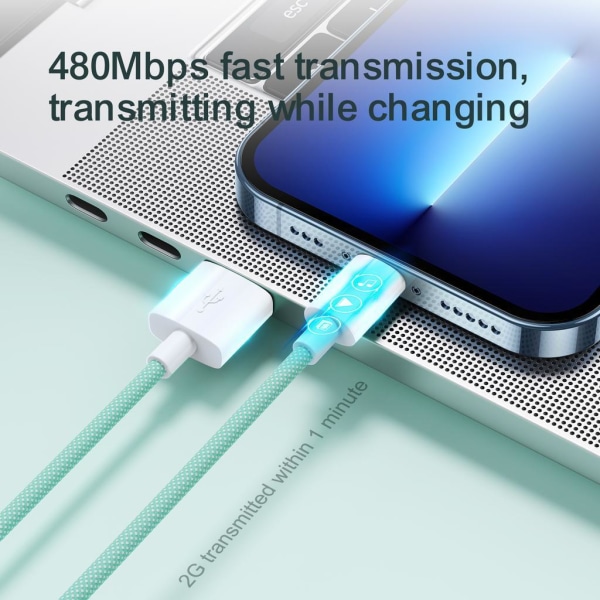 SiGN Boost USB-A till USB-C Kabel, 3A, 1m - Grön