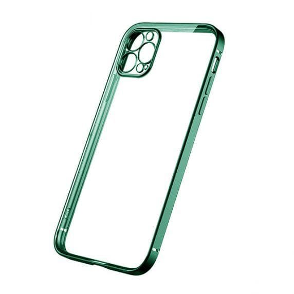 Apple iPhone 12 Pro Luxury Classic Square Frame Protection Case Dark Green With Soft Thin Transparent Camera Protector High Quality