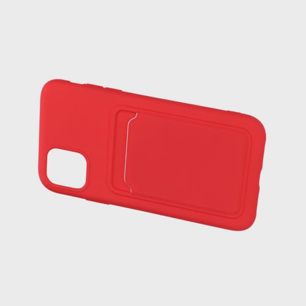 Mobilskal Silikon med Korthållare för iPhone 11 - Röd