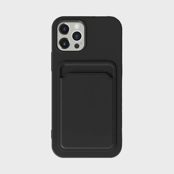 Mobilskal Silikon med Korthållare för iPhone 14 Pro - Svart