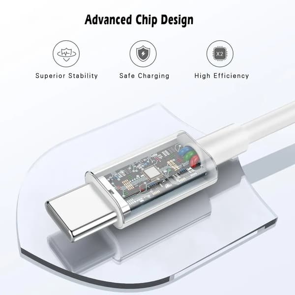 SiGN Snabbladdningskabel USB-C till USB-C 60W, 3A, PD, 3m - Vit