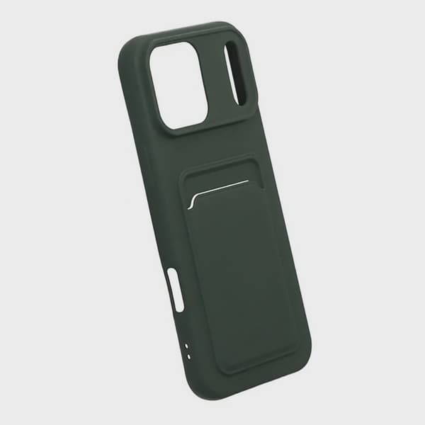 Mobilskal Silikon med Korthållare för iPhone 17 Pro Max - Militärgrön