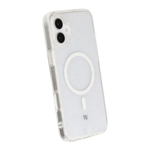 iPhone 16 Plus Rvelon Mobilskal TPU med MagSafe - Glitter Vit