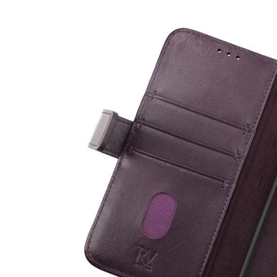 iPhone 14 Plus Plånboksfodral Läder Rvelon Färg Lila