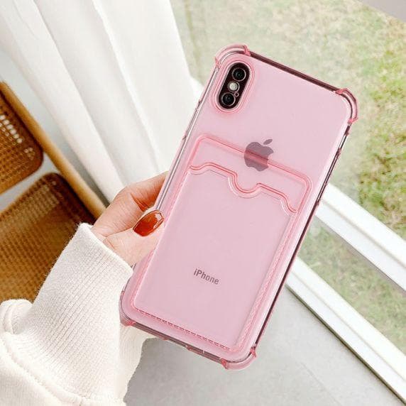 iPhone XS Max TPU Shockproof Protective Wallet Case Pink