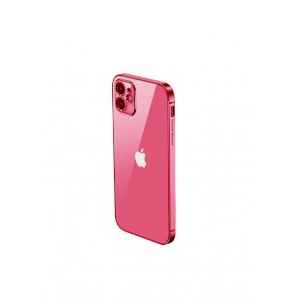Apple iPhone 12 Mini Luxury Classic Square Frame Case Red with Soft Thin Transparent Camera Protector High Quality