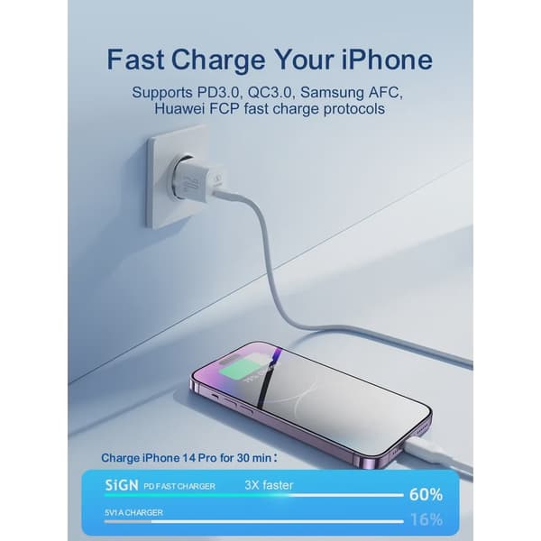 SiGN Mini Snabbladdare USB-C PD 20W - Vit