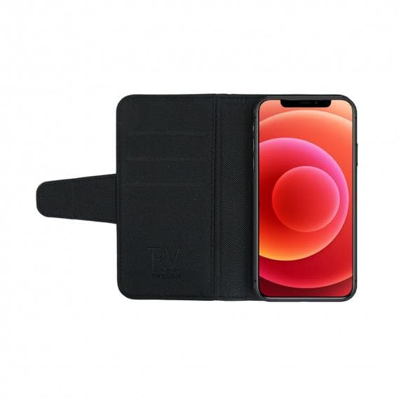 RV Plånboksfodral - iPhone 12 Pro Max - Extra Kortfack och Stativ - Svart