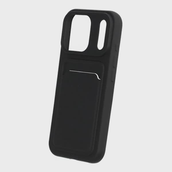 Mobilskal Silikon med Korthållare för iPhone 17 Pro - Svart
