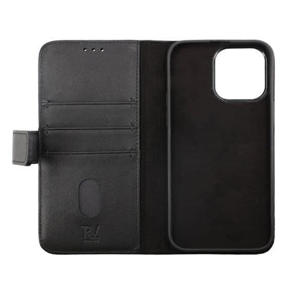iPhone 15 Plånboksfodral Läder Rvelon - Svart