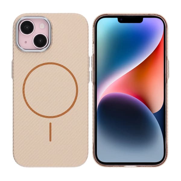 iPhone 13/14 Mobilskal Carbonmönstrad - Guld