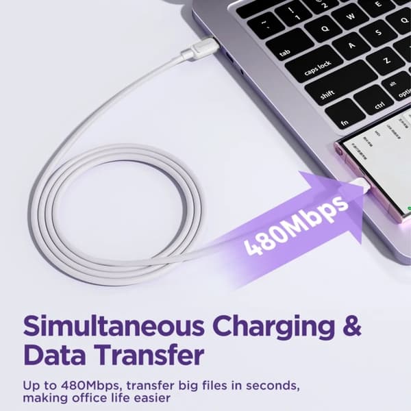 SiGN 100W USB-C till USB-C Kabel – 2 meter, Vit | Snabbladdning