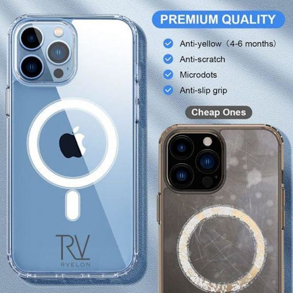 iPhone 13 Pro Max Skal - MagSafe Stöttåligt Rvelon Transparent