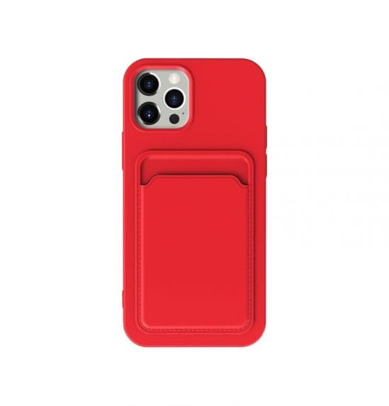 iPhone 13 Pro Max Soft Silikon Stötsäker Skal med Plånbok Kortplats Röd