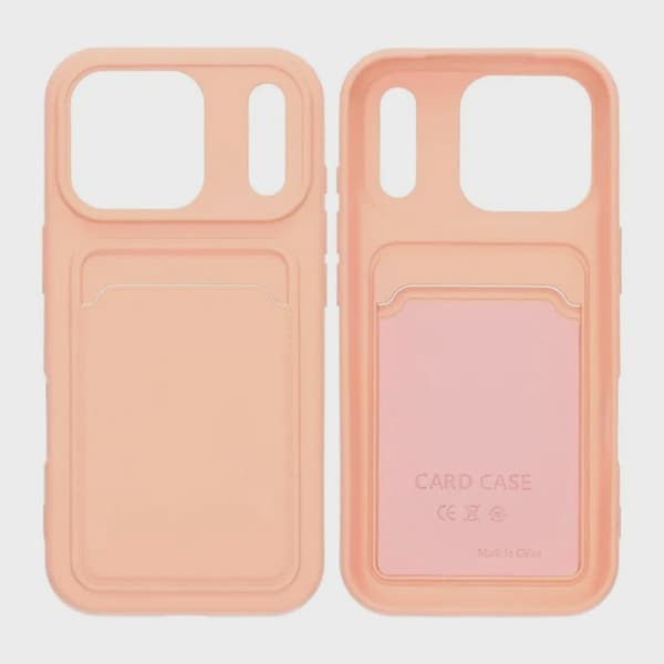 Mobilskal Silikon med Korthållare för iPhone 17 Pro - Rosa