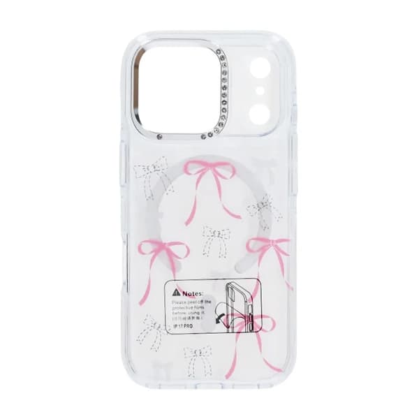 Mobilskal Magsafe till iPhone 17 Pro - Transparent med rosett