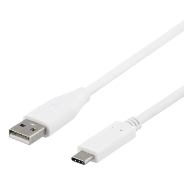 Deltaco USB-A till USB-C kabel, 5m, 1A, USB 2.0 - Vit