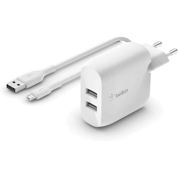 Dual USB-A Väggladdare 24W + Micro USB Kabel 1m