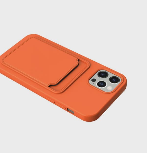 Mobilskal Silikon med Korthållare för iPhone 13 Pro Max - Orange