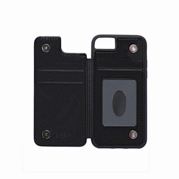 PU Leather Back Flip Kickstand Card Case Black For iPhone 6/6S/7/8