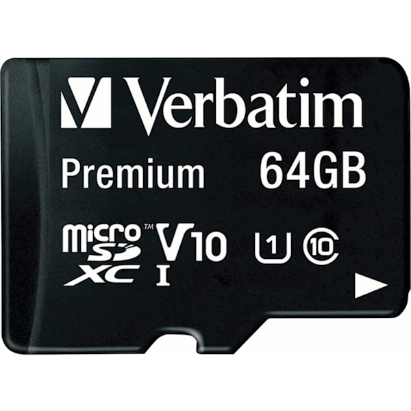 Verbatim 64GB Premium MicroSDXC Memory Card with Adapter, UHS-I V10 U1 Class 10