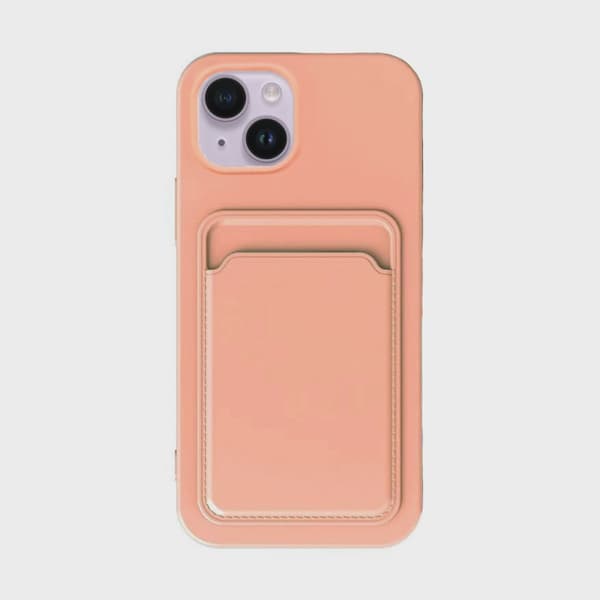 Mobilskal Silikon med Korthållare för iPhone 14 Plus - Rosa