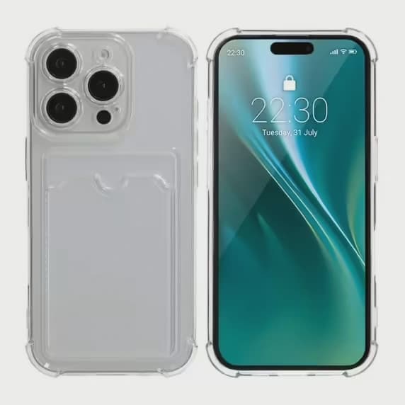 Transparent Mobilskal med Korthållare för iPhone 16 Pro Max