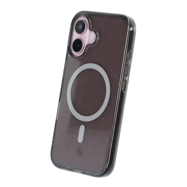 iPhone 16 Rvelon Mobilskal TPU med MagSafe - Glitter Svart