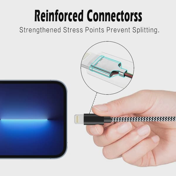 USB to Lightning Kabel 2.4A, 3m - Svart/Vit