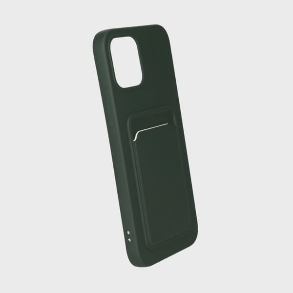 Mobilskal Silikon med Korthållare för iPhone 12 Pro Max - Militärgrön